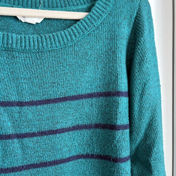 Candace Cameron Bure Boatneck Striped Sweater Evergreen - Picture 2 of 3